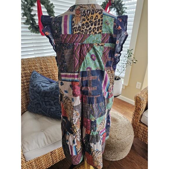 Anthropologie Pilcro Patchwork Tiger Midi Dress Women's Size M Boho - Picture 6 of 10
